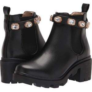 Steve Madden Black Ankle Boot with rhinestone strap